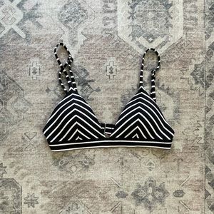 H&M Black and White Stripped Bikini Top